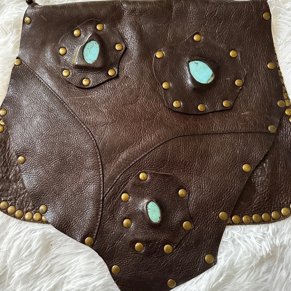 BellaAna Handbags - Vintage 💖 BellaAna Leather Purse with genuine turquoise inlays. 💎 One of a kind.
